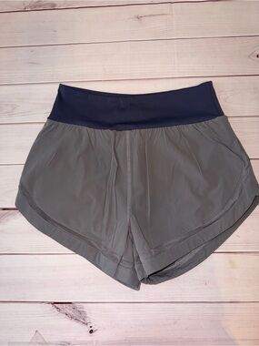 LASLULU Athletic Running Shorts Gray Blue Lined Workout Gym Activewear